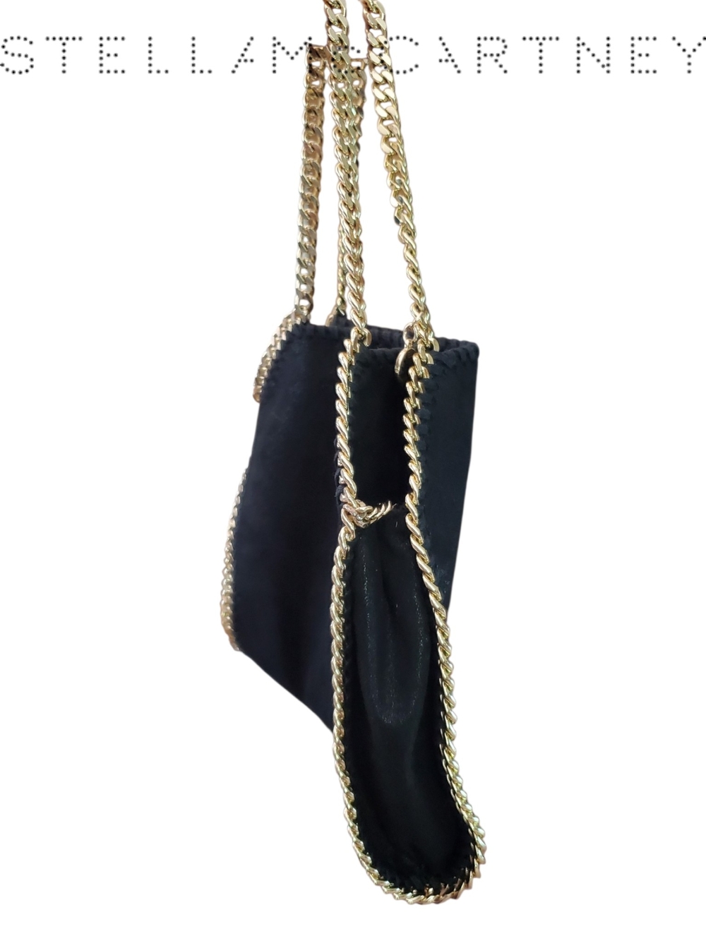 Stella McCartney Mini Falabella Black Gold Fold Over Tote Bag Authenticated - Picture 9 of 16